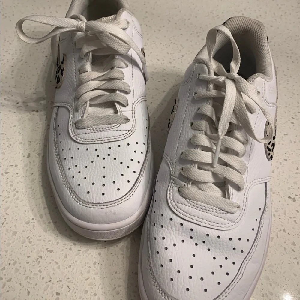 Women’s Nike Court Vision Low (White/Leopard) Sz. 9